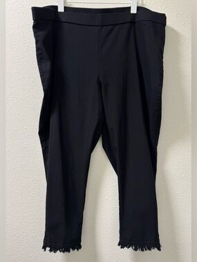 Style & Co. Frayed Ankle Pants Pull On Stretch Black Women's Plus Size 24W